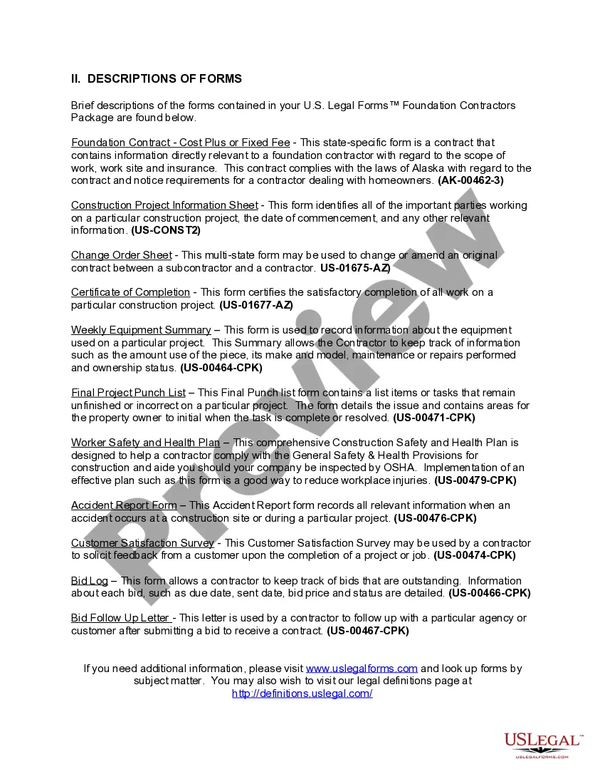 Preview Alaska Foundation Contractor Package