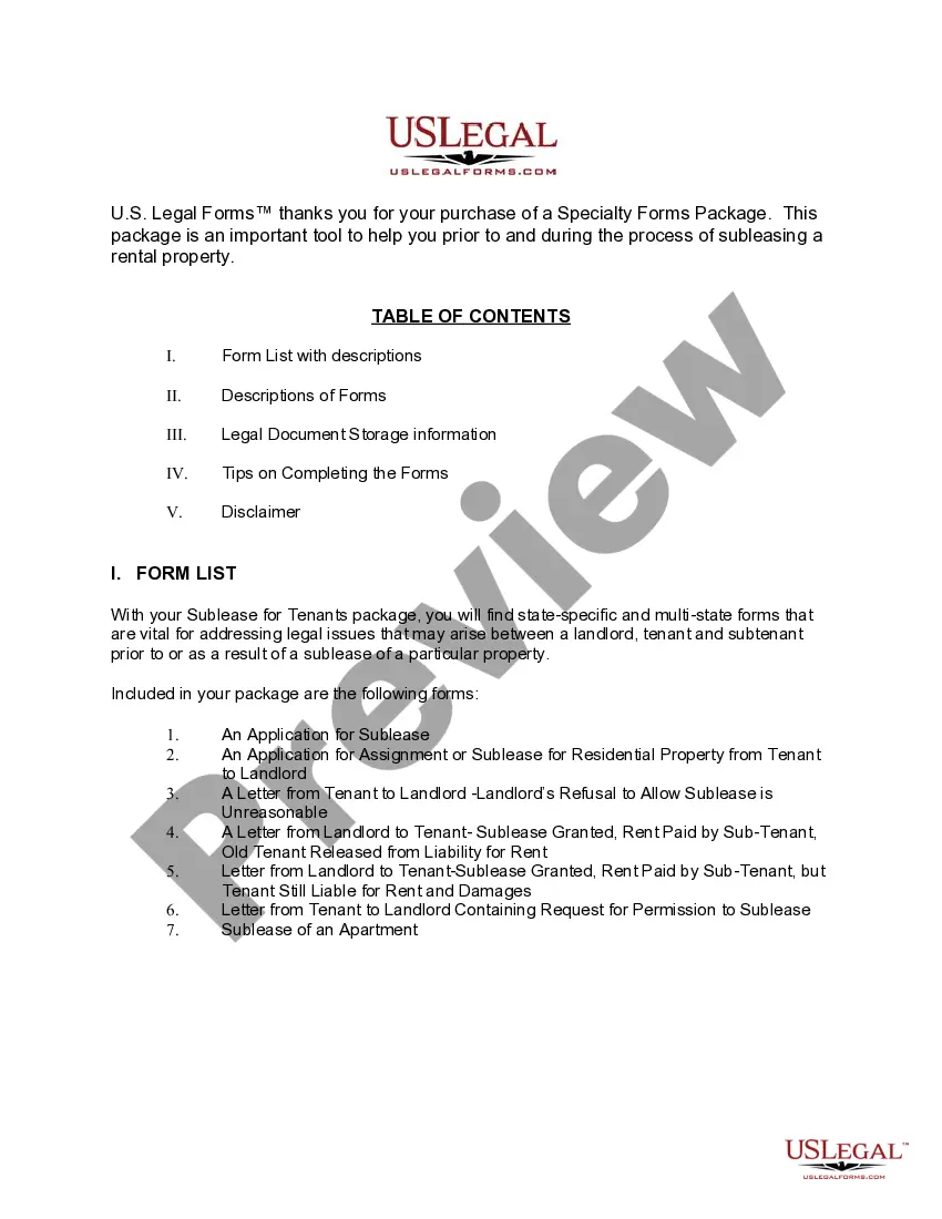 Preview Alaska Landlord Tenant Sublease Package