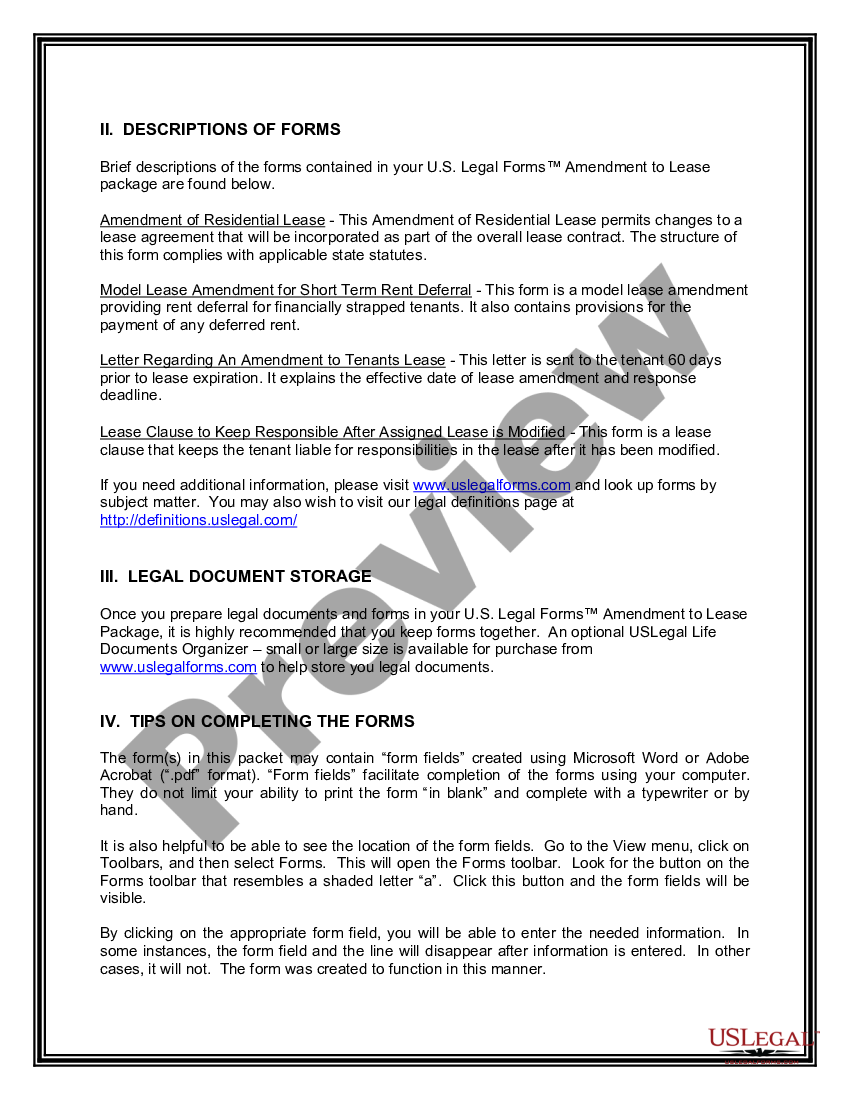 page 2 Amendment of Lease Package preview