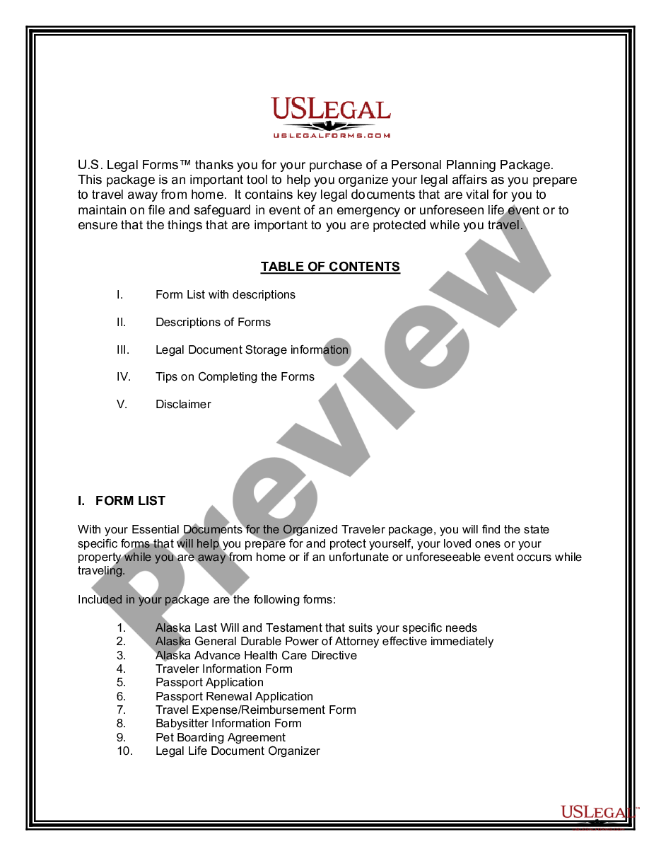 page 1 Essential Documents for the Organized Traveler Package with Personal Organizer preview