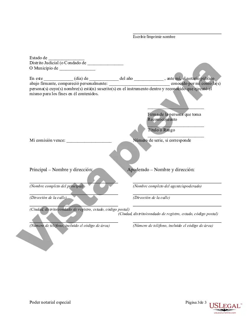 Preview Poder notarial especial o limitado para transacciones de venta de bienes raíces por parte del vendedor