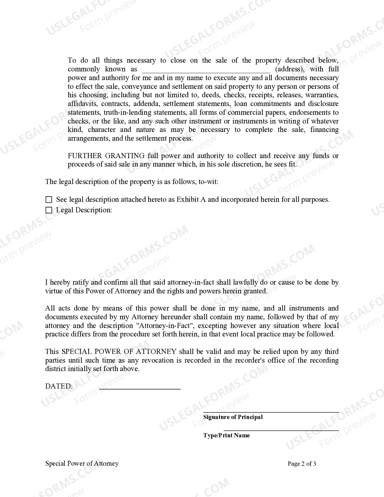 Preview Special or Limited Power of Attorney for Real Estate Sales Transaction By Seller