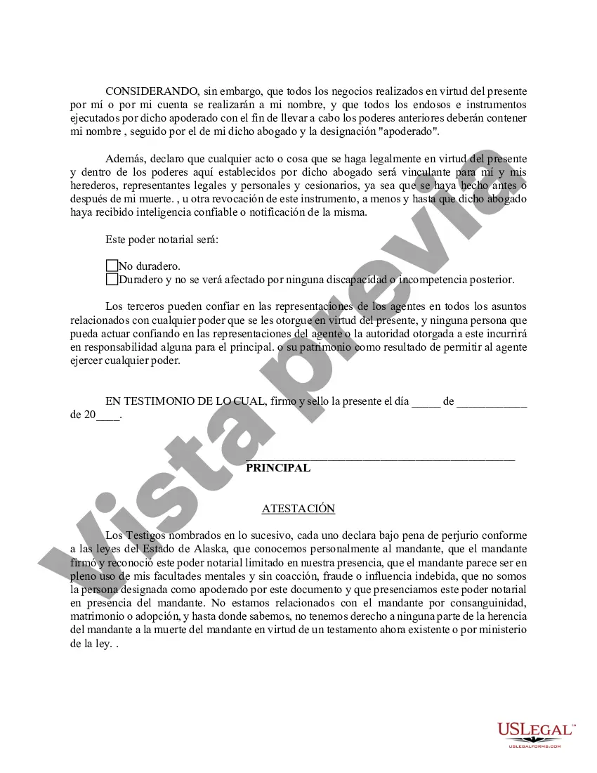 Preview Poder notarial limitado en el que se especifican poderes con ejemplos de poderes incluidos