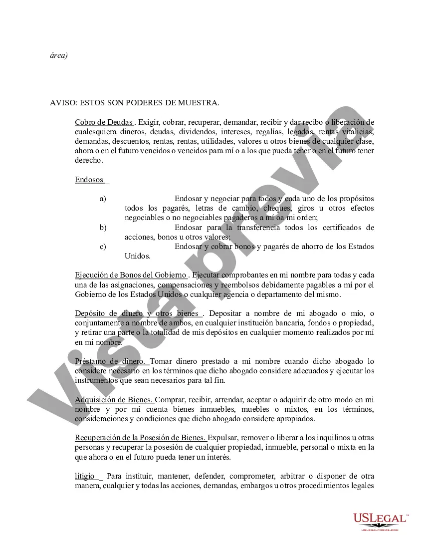 Preview Poder notarial limitado en el que se especifican poderes con ejemplos de poderes incluidos