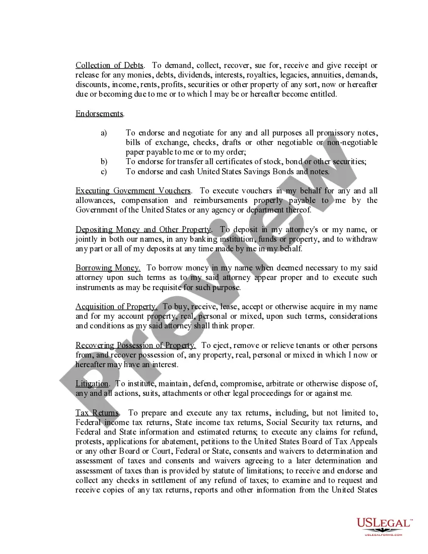 Preview Limited Power of Attorney where you Specify Powers with Sample Powers Included