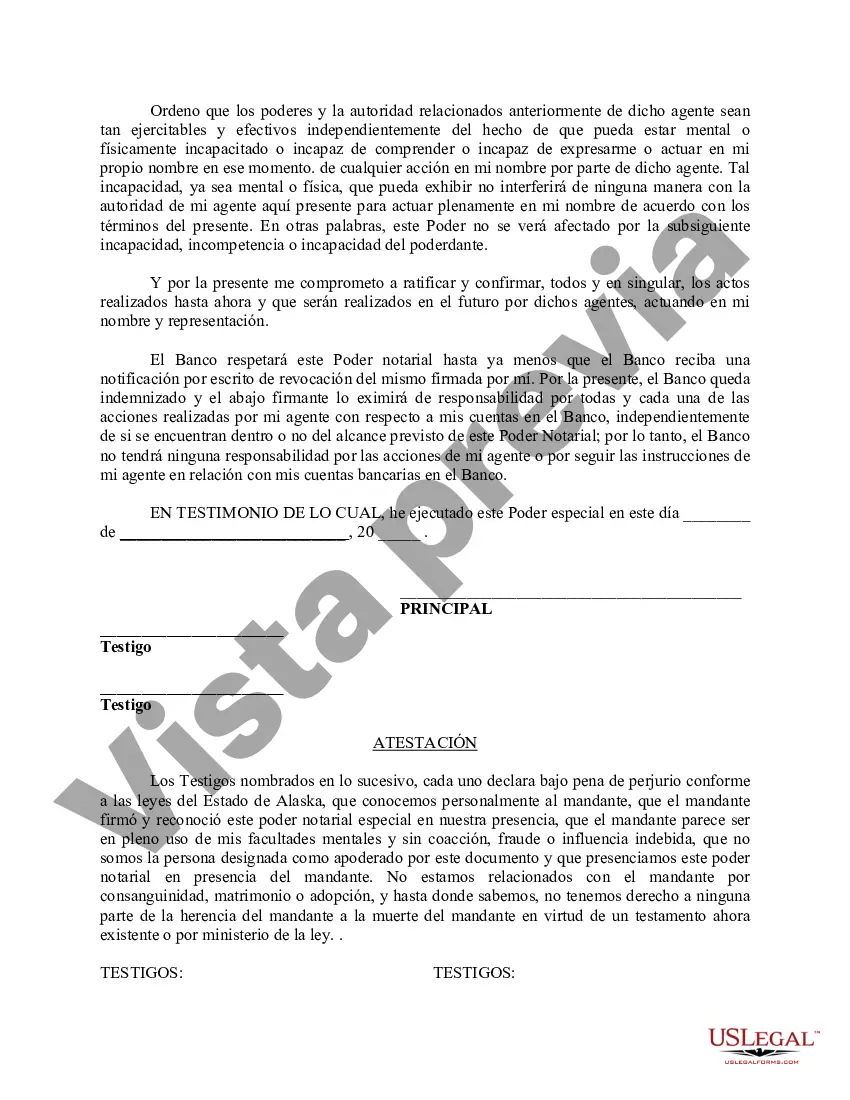 Preview Poder especial duradero para asuntos de cuentas bancarias