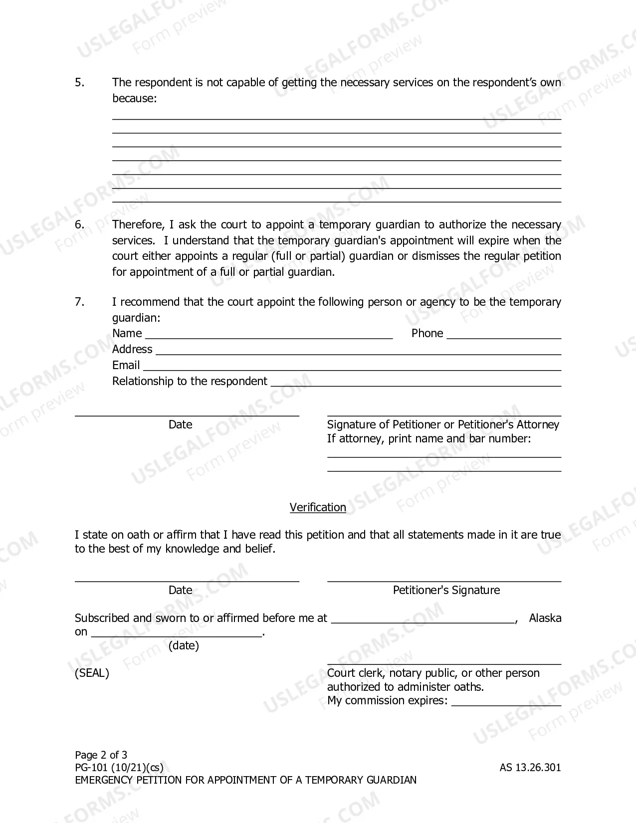 Preview Emergency Petition for Appointment of a Temporary Guardian