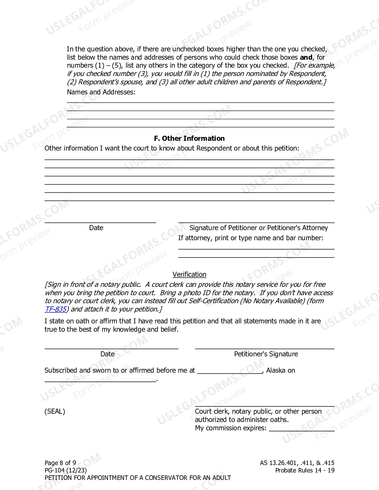 Preview Petition for Appointment of a Conservator for an Adult