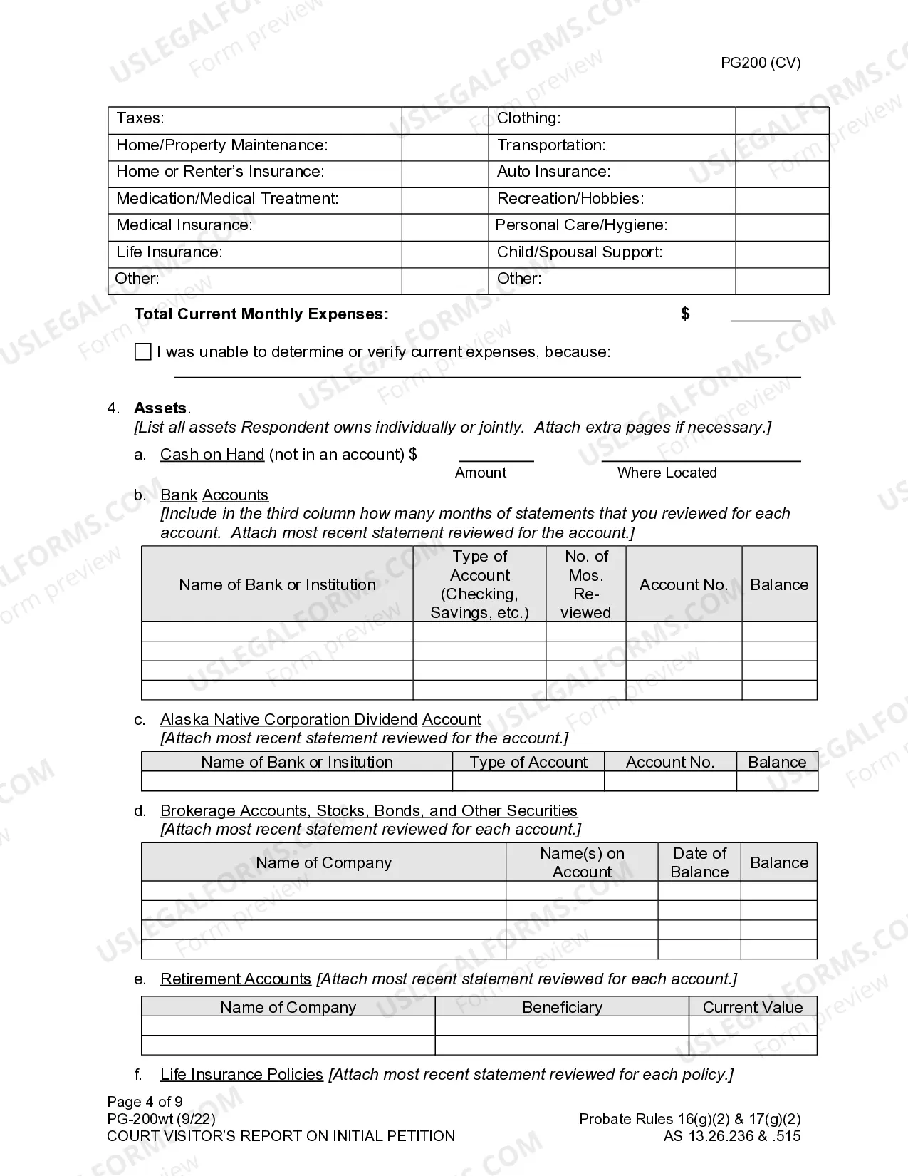 Preview Court Visitor's Report on Initial Petition