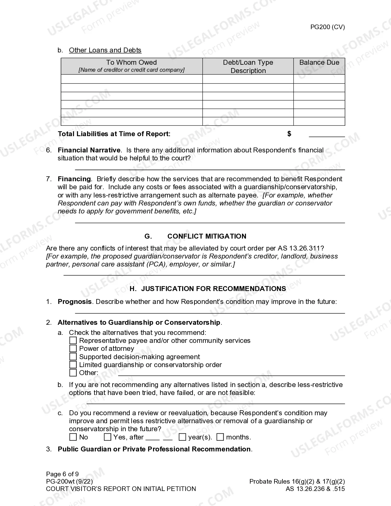 Preview Court Visitor's Report on Initial Petition