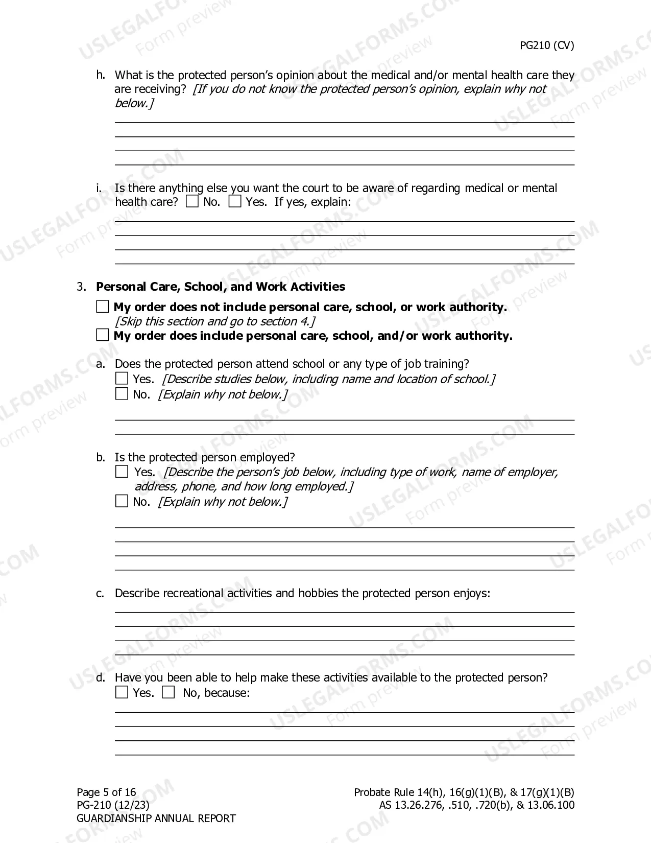 Preview Guardianship Annual Report