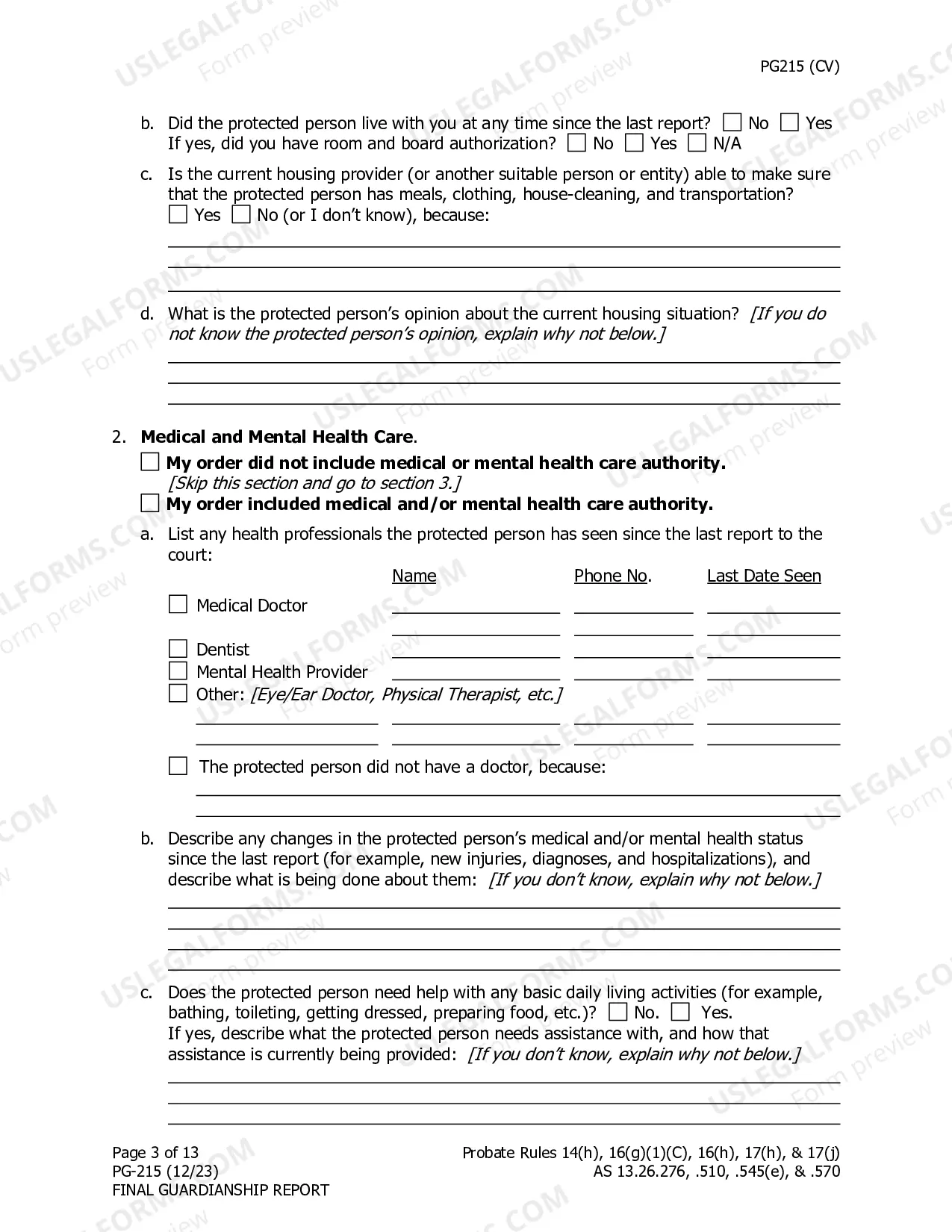 Preview Final Guardianship Report