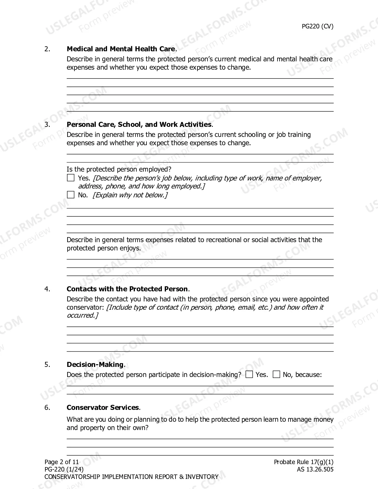 Preview Conservatorship Implementation Report and Inventory