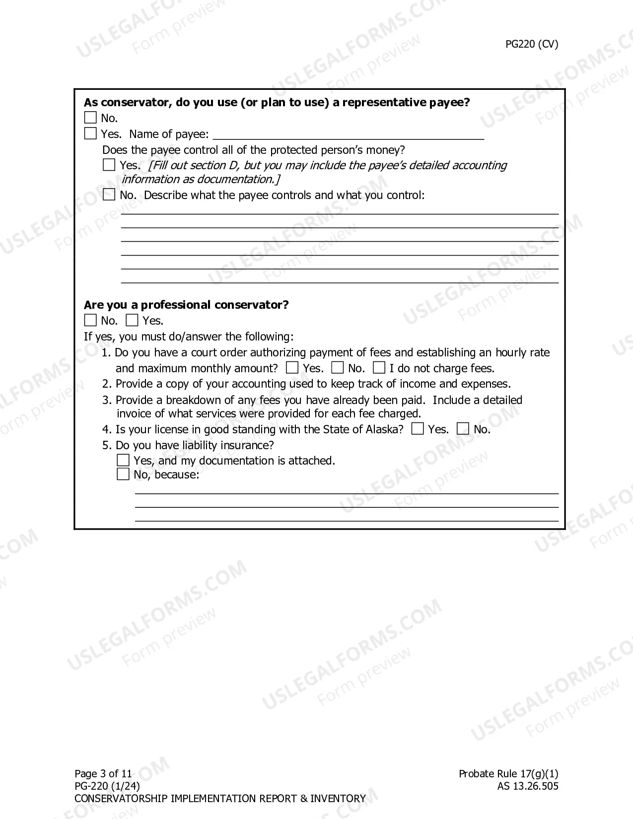 Preview Conservatorship Implementation Report and Inventory
