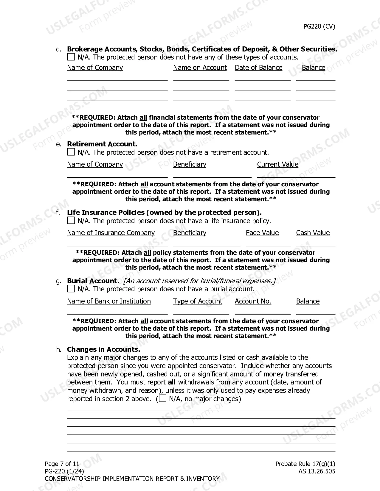 Preview Conservatorship Implementation Report and Inventory