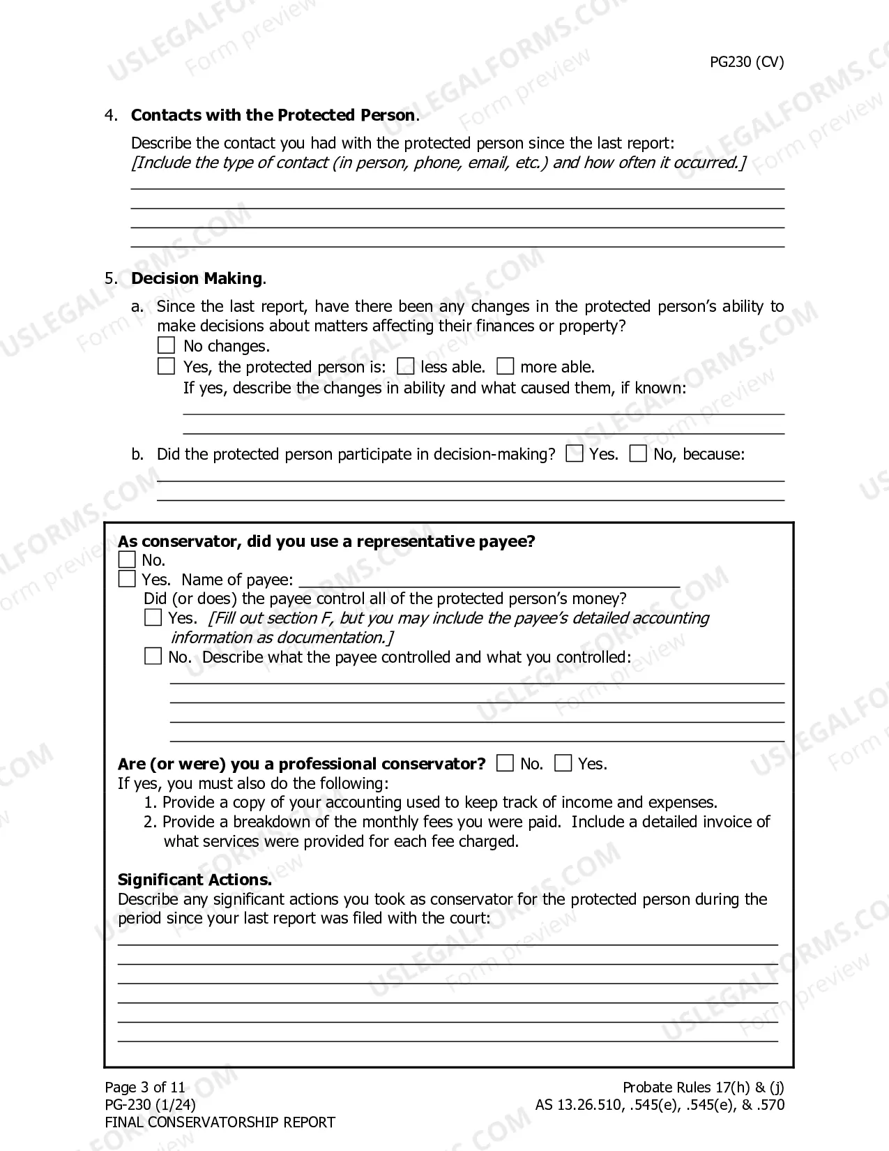 Preview Final Conservatorship Report