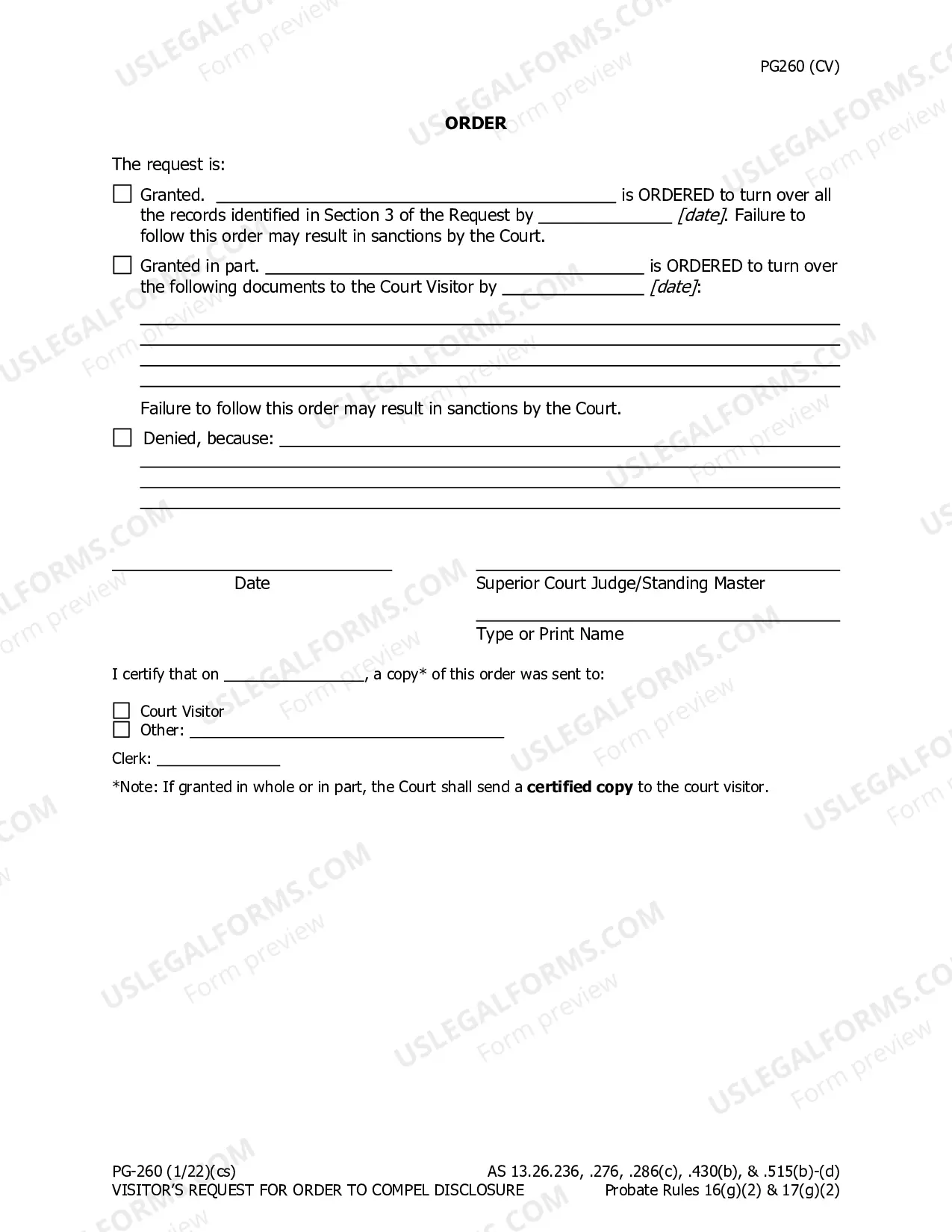 Preview Visitor's Request for Order to Compel