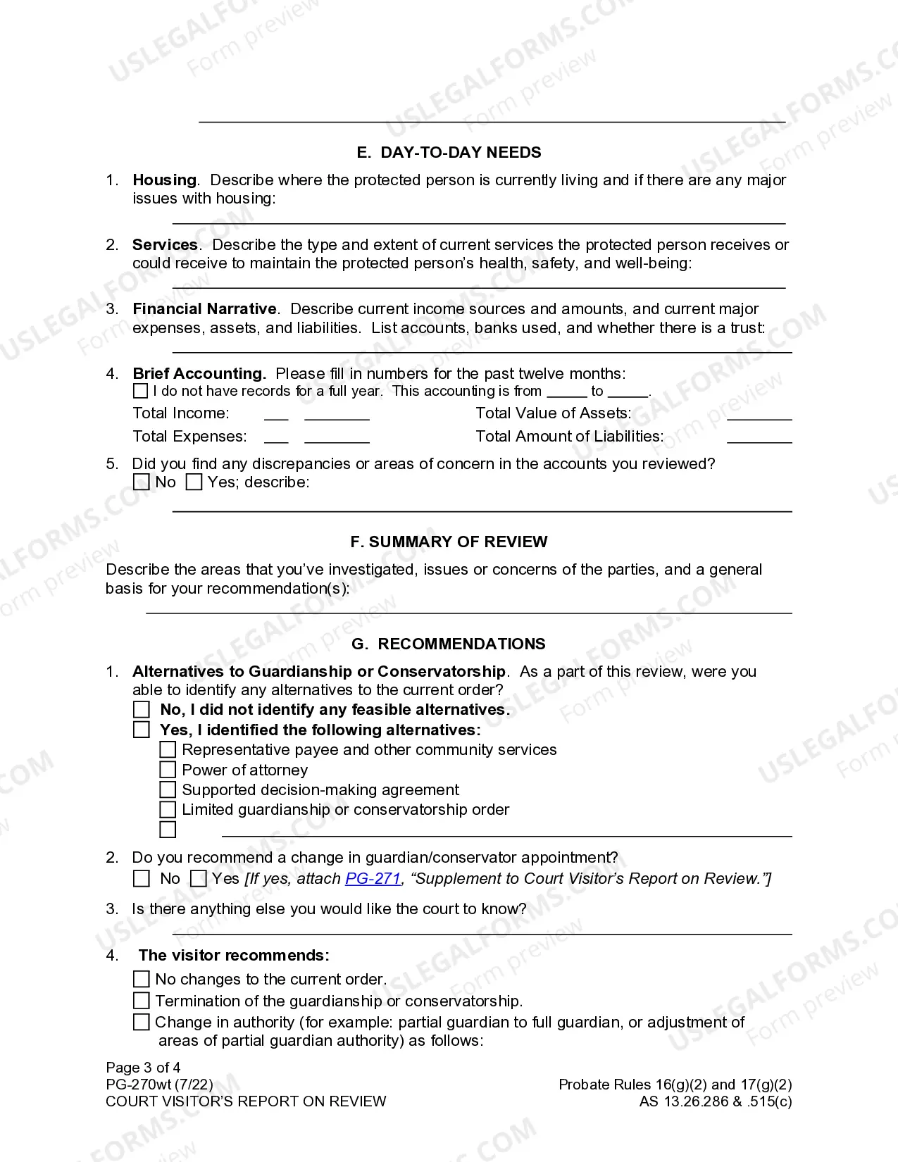 Preview Court Visitor's Report on Review
