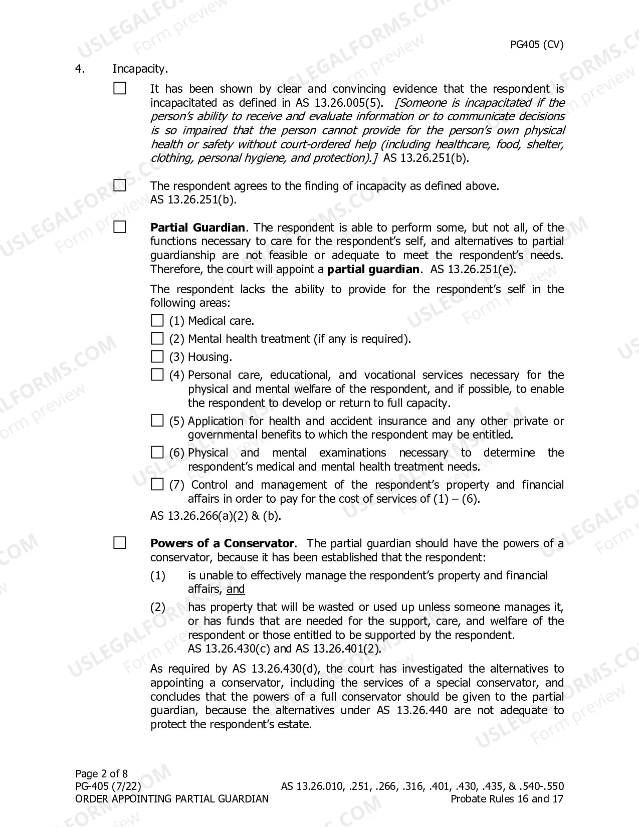 Preview Order Appointing Partial Guardian