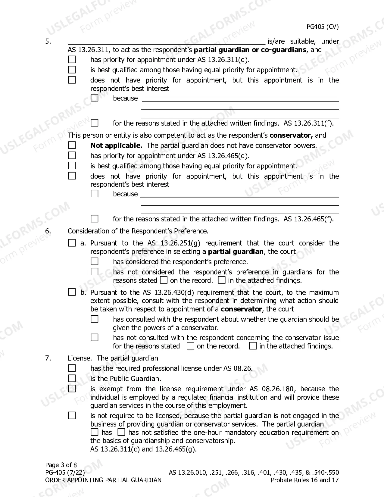 Preview Order Appointing Partial Guardian