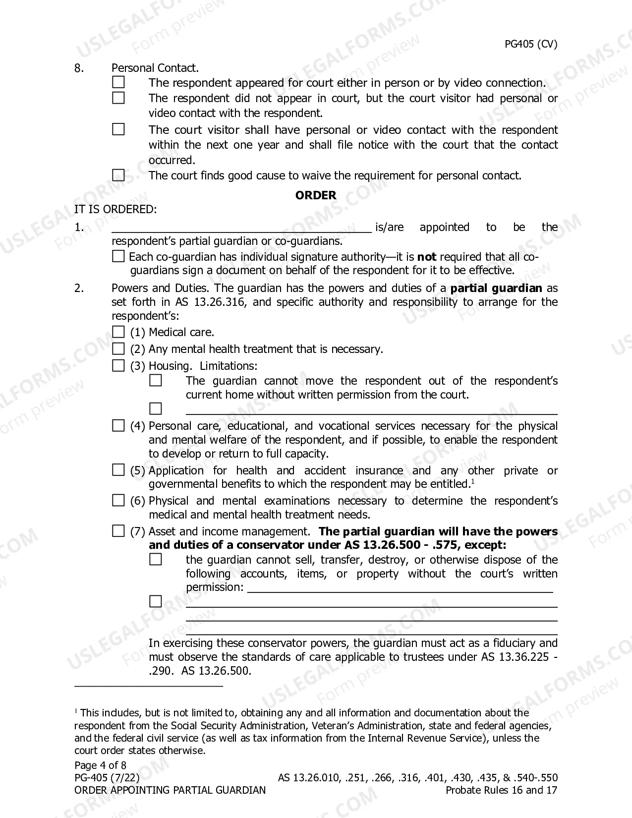 Preview Order Appointing Partial Guardian