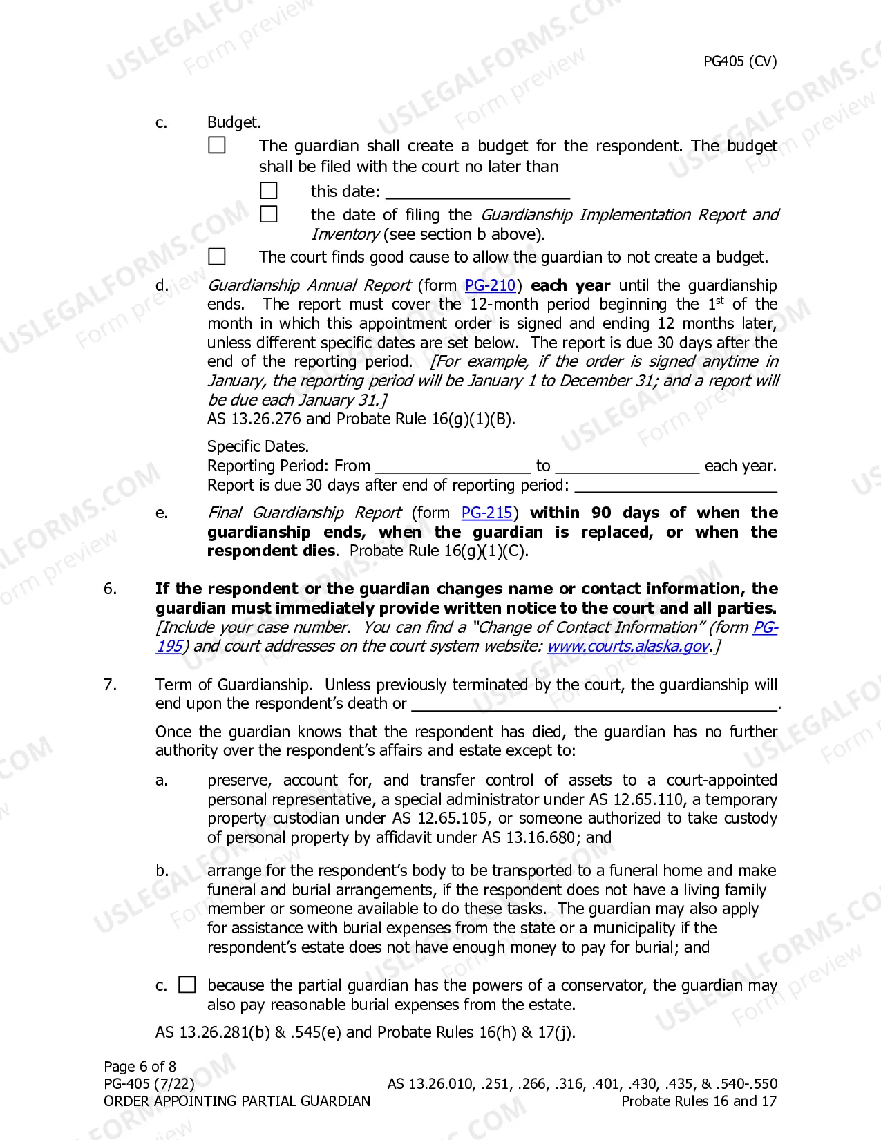 Preview Order Appointing Partial Guardian