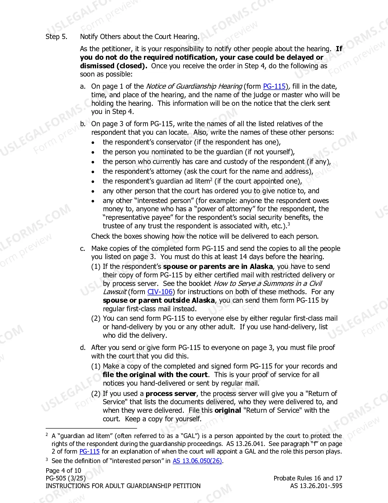 Preview Adult Guardianship Petition Instructions Part Two