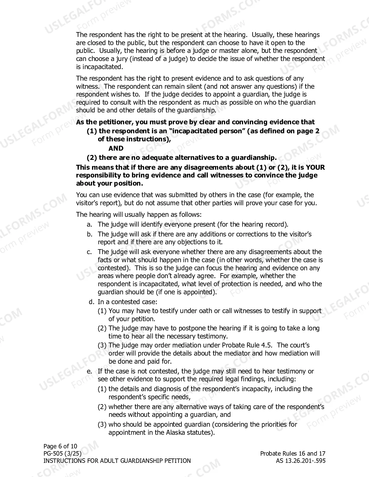 Preview Adult Guardianship Petition Instructions Part Two