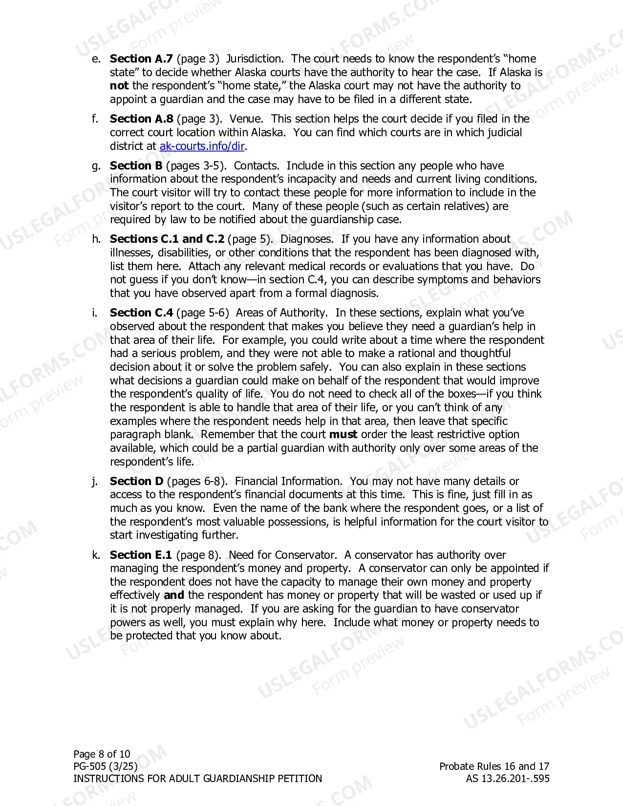 Preview Adult Guardianship Petition Instructions Part Two