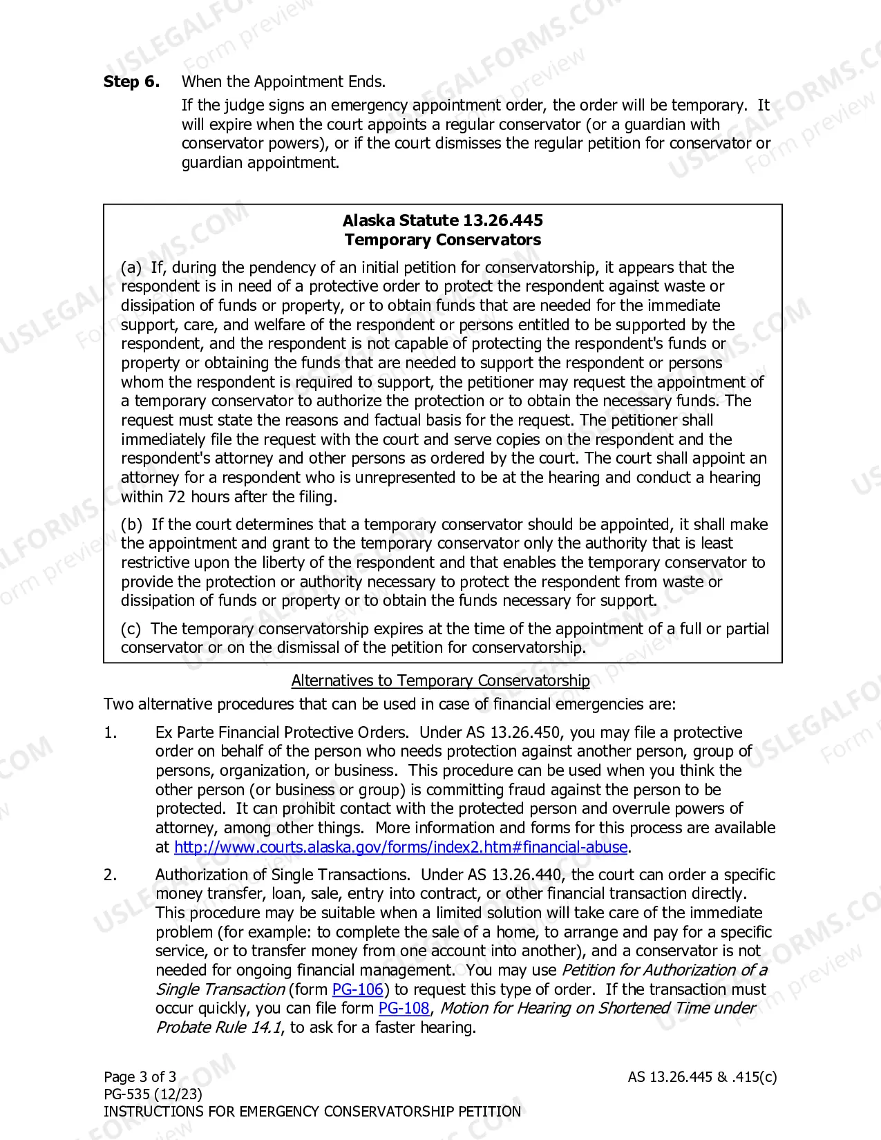 Preview Emergency Temporary Conservator Petition Instructions Part Two