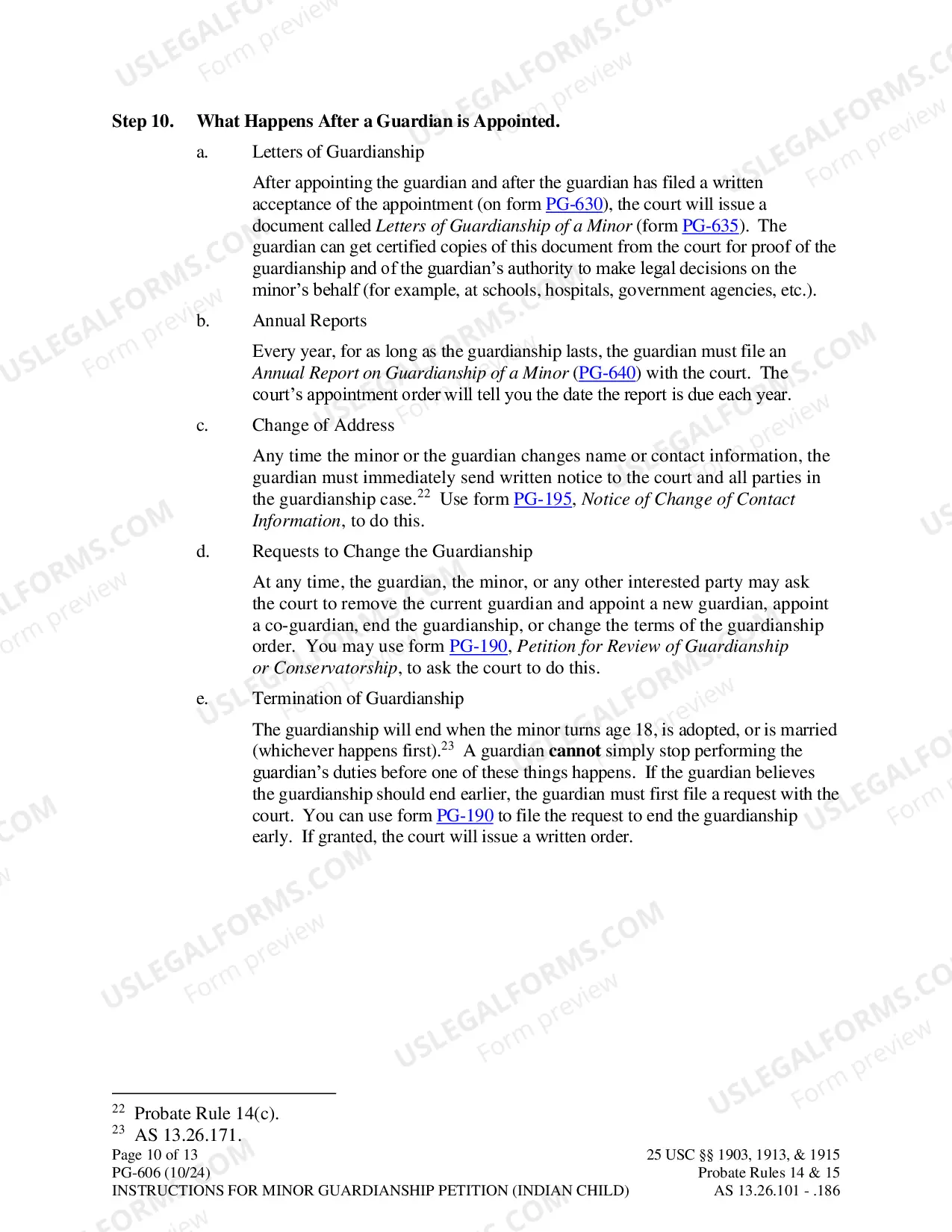 Preview Instructions for Minor Guardianship Petition - Indian Child