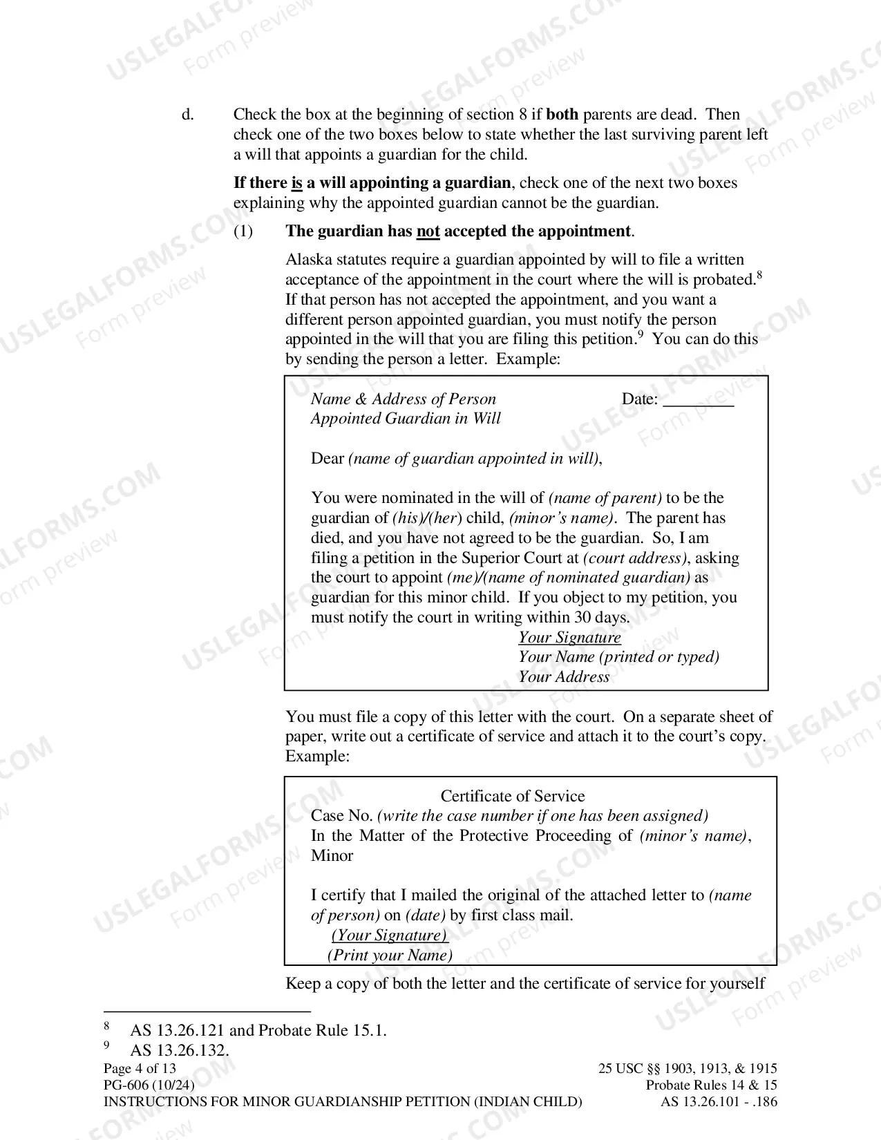 Preview Instructions for Minor Guardianship Petition - Indian Child