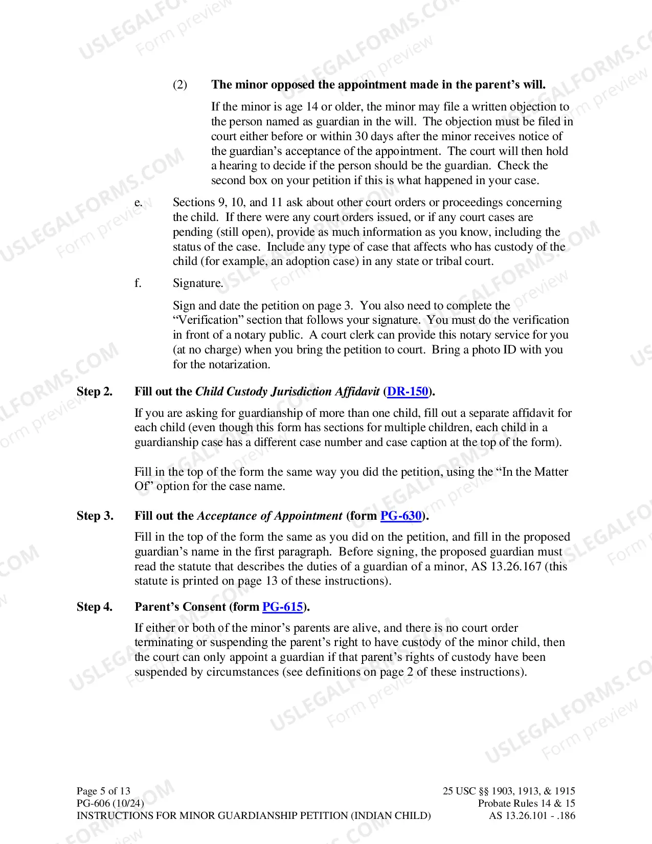 Preview Instructions for Minor Guardianship Petition - Indian Child