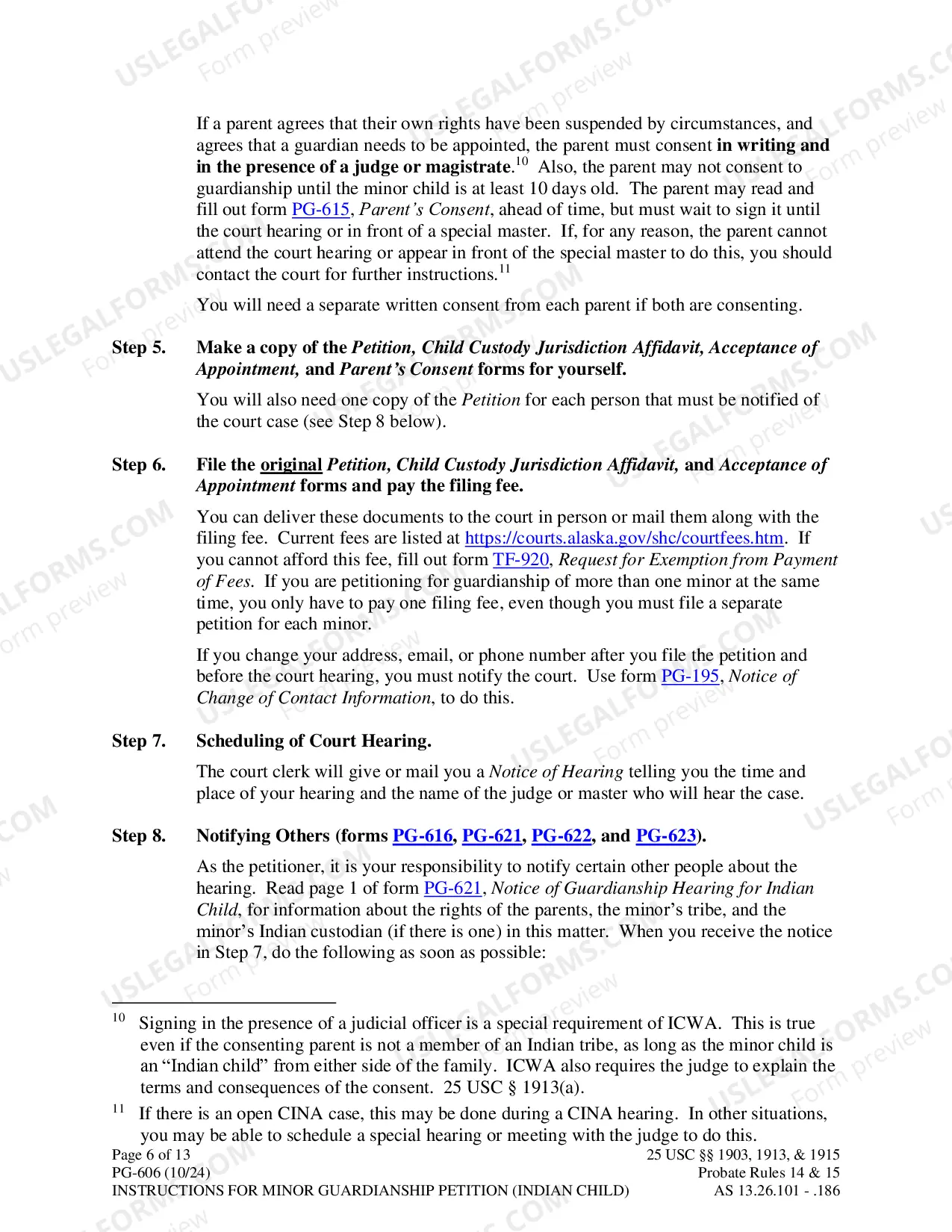 Preview Instructions for Minor Guardianship Petition - Indian Child