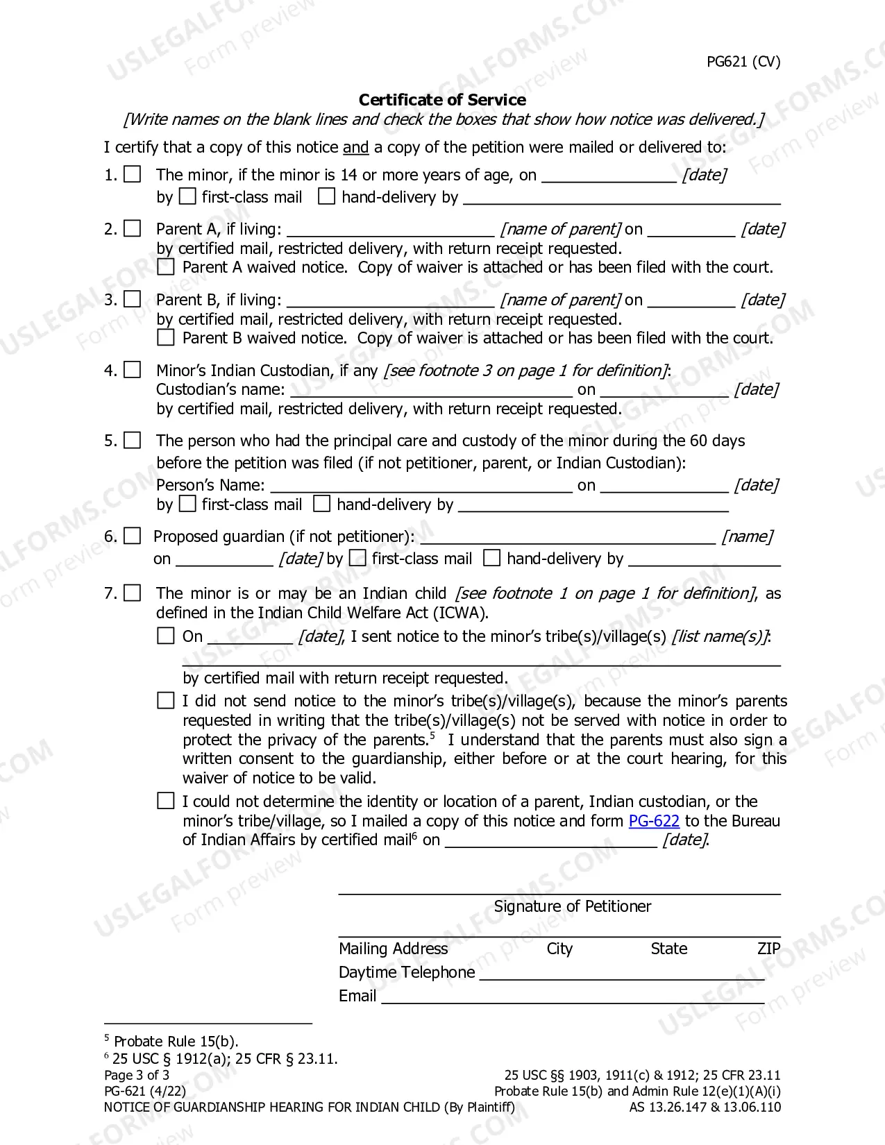 Preview Notice of Guardianship Hearing For Indian Child - by Petitioner