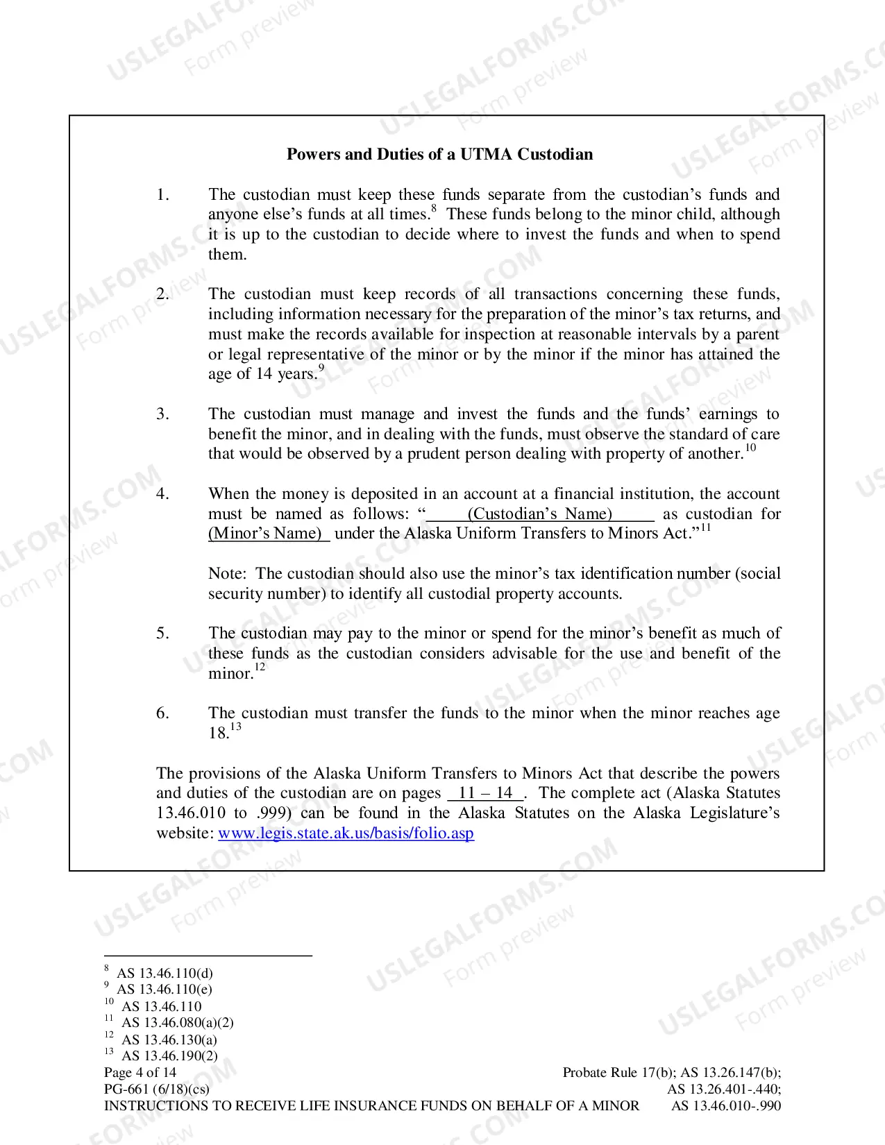 Preview Instructions to Receive Life Insurance Funds on Behalf of a Minor