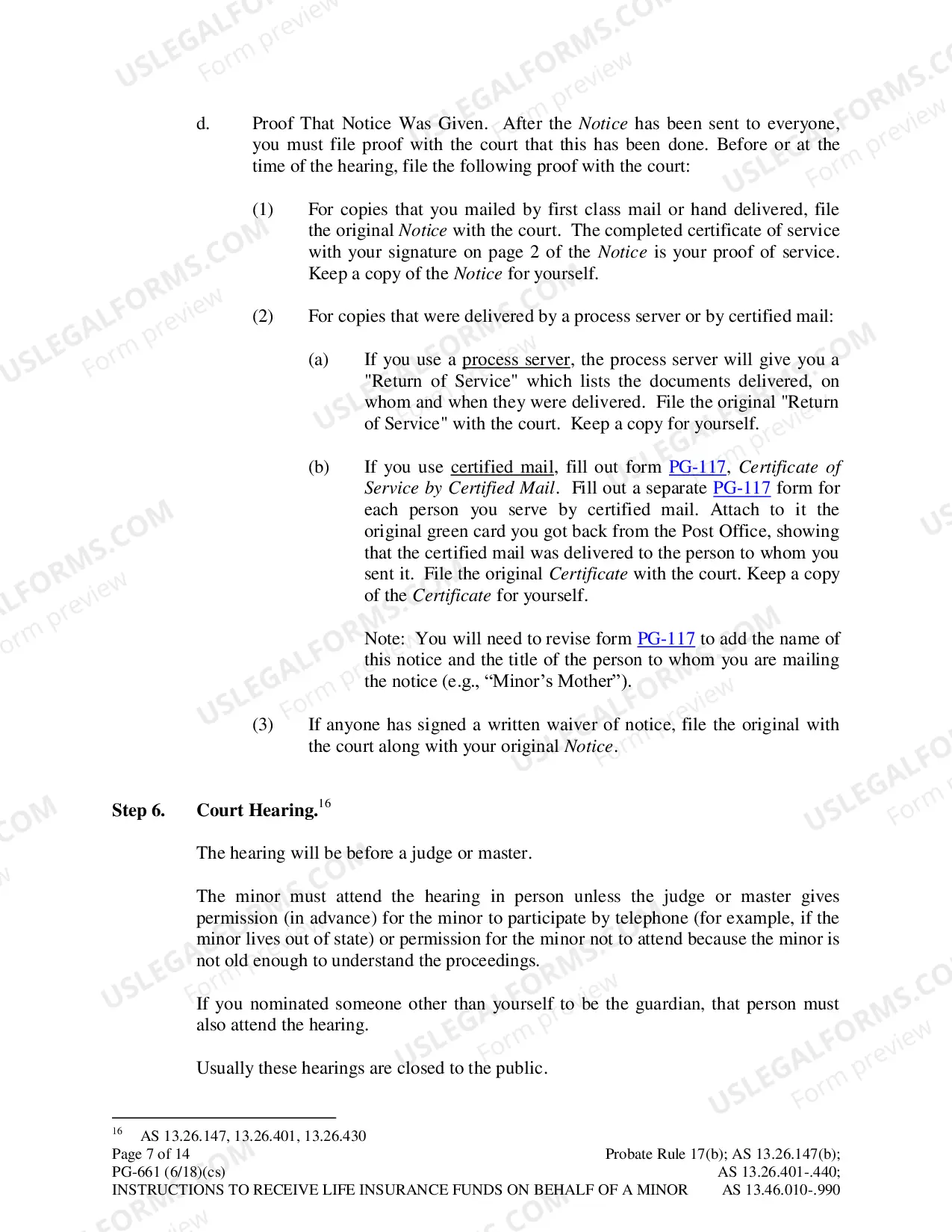 Preview Instructions to Receive Life Insurance Funds on Behalf of a Minor
