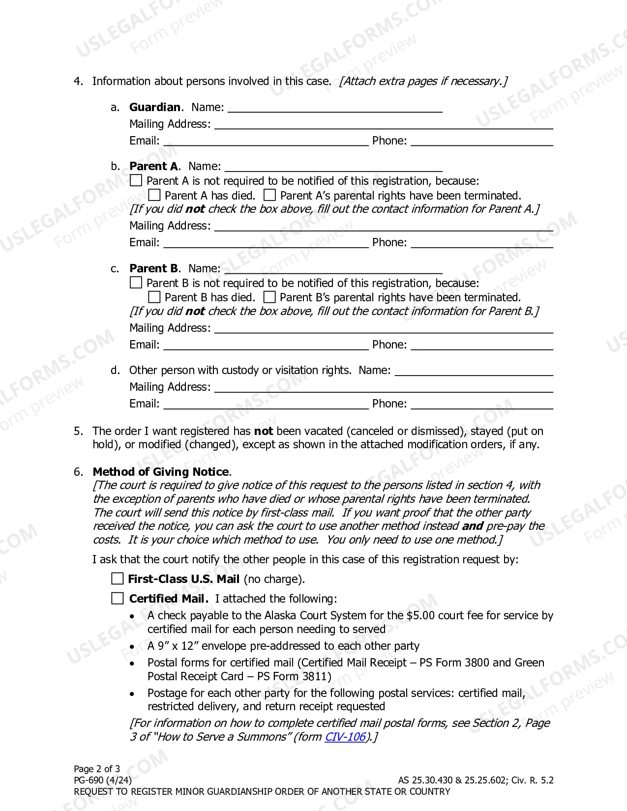 Preview Request to Register Minor Guardianship Order of Another State or Country