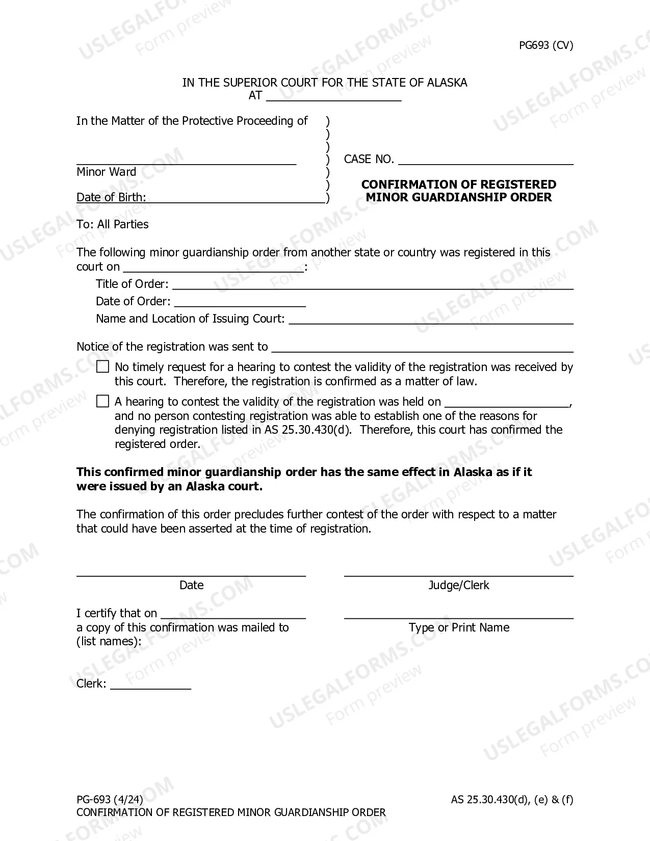 Preview Confirmation of Registered Minor Guardianship Order