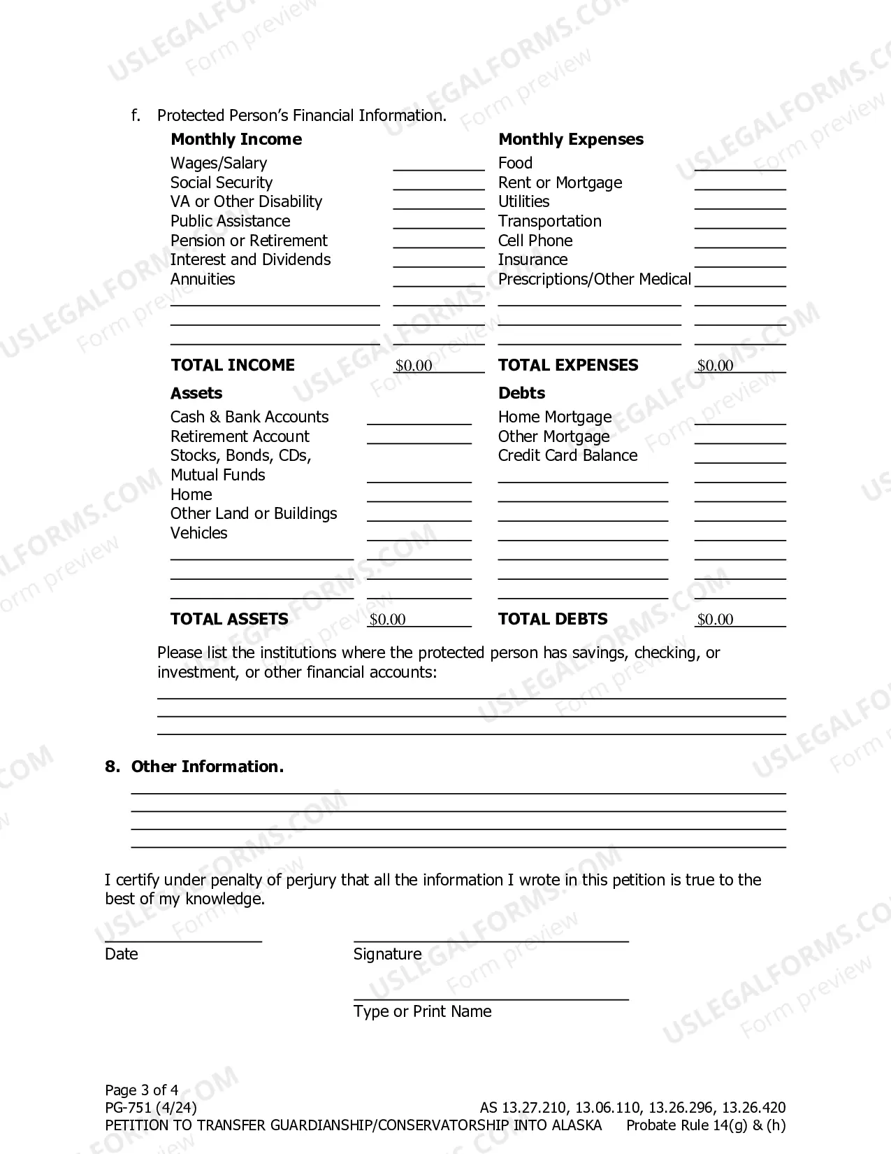 Preview Petition to Transfer Guardianship Conservatorship Into Alaska