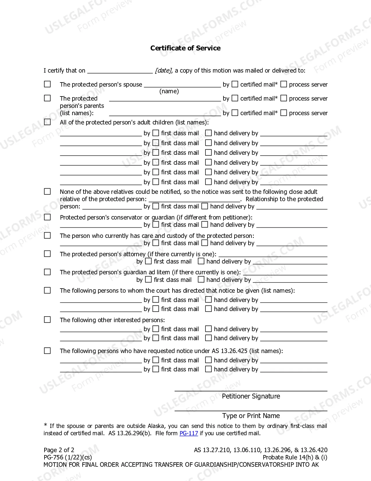 Preview Motion for Final Order Accepting Transfer of Guardianship/Conservatorship into Alaska