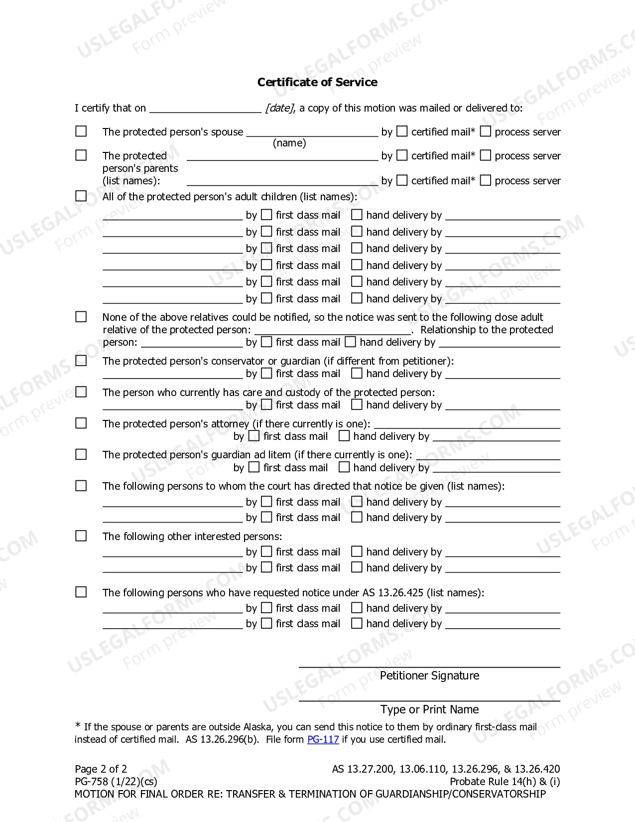 Preview Motion for Final Order Confirming Transfer and Terminating Guardianship/Conservatorship in Alaska