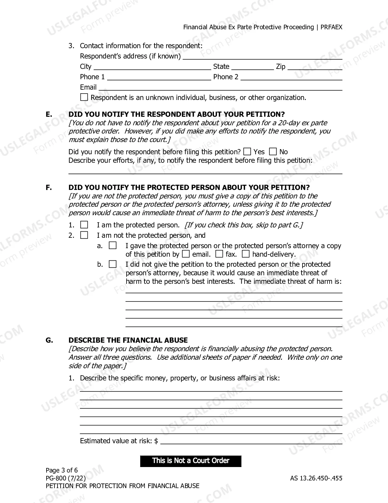 Preview Combined Petition for Protection from Financial Abuse and Law Enforcement Information Sheet