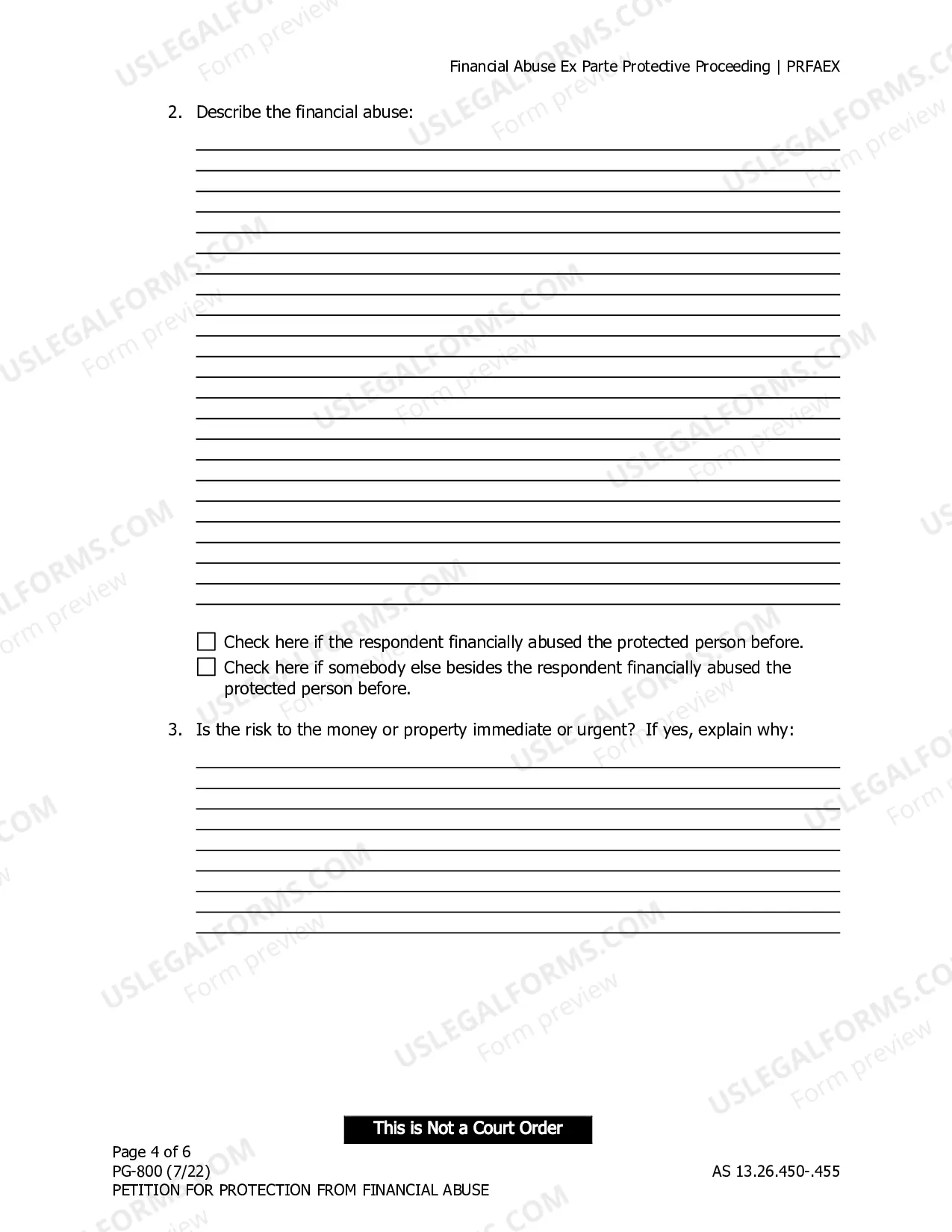 Preview Combined Petition for Protection from Financial Abuse and Law Enforcement Information Sheet