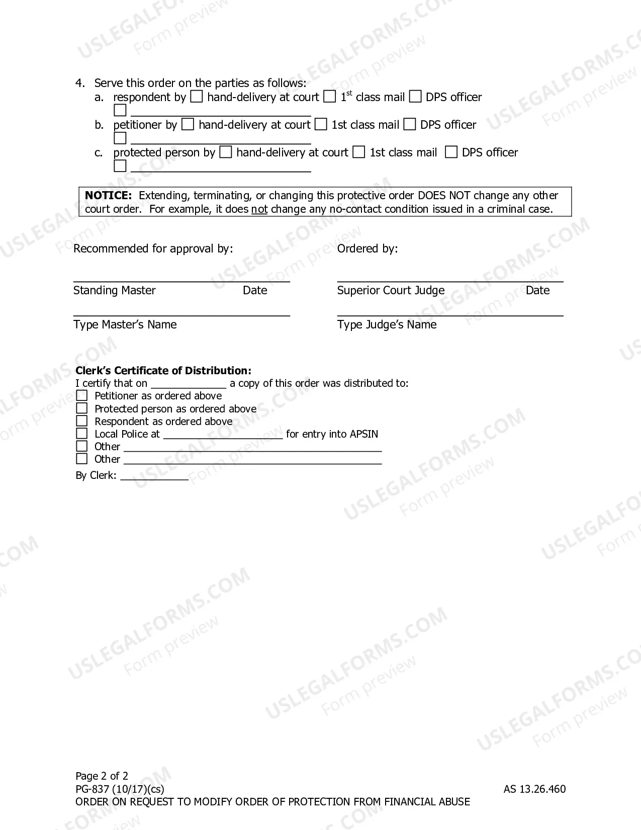 Preview Order on Request to Modify Order of Protection from Financial Abuse