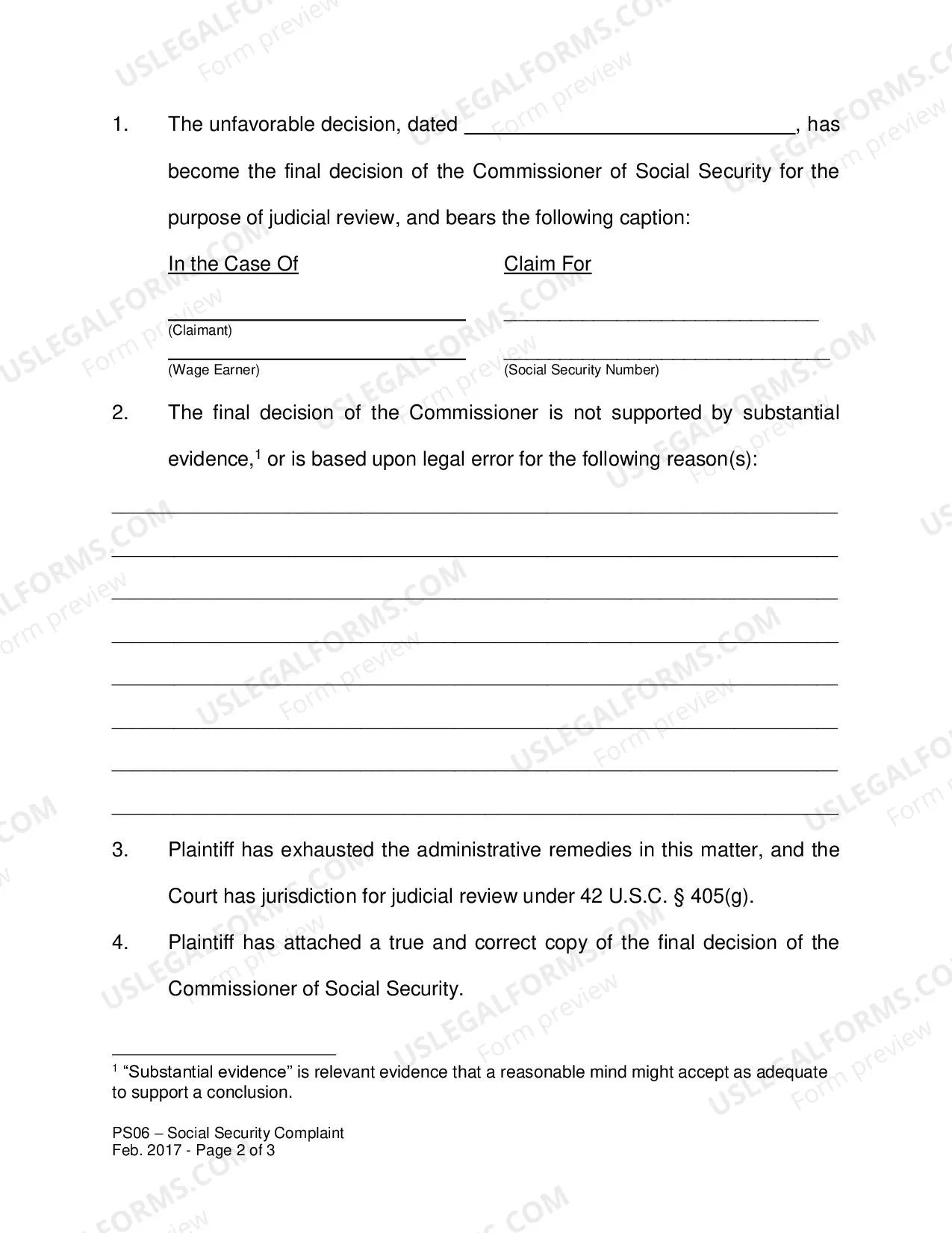Preview Social Security Complaint