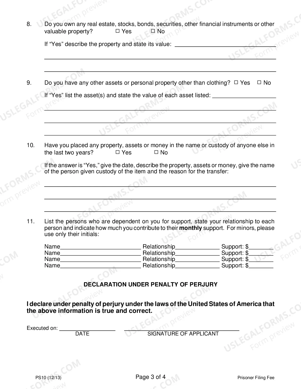 Preview Prisoner IFP Form