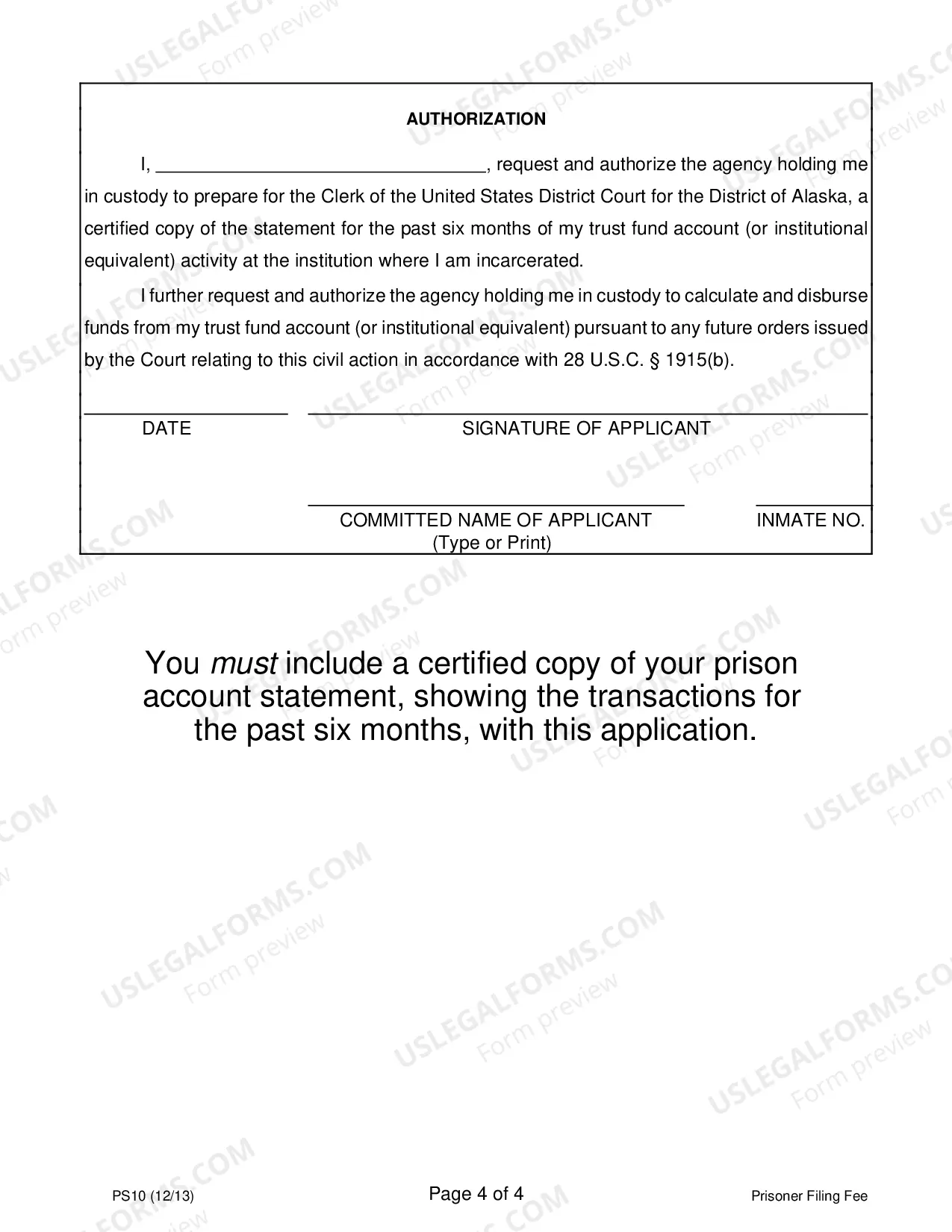 Preview Prisoner IFP Form
