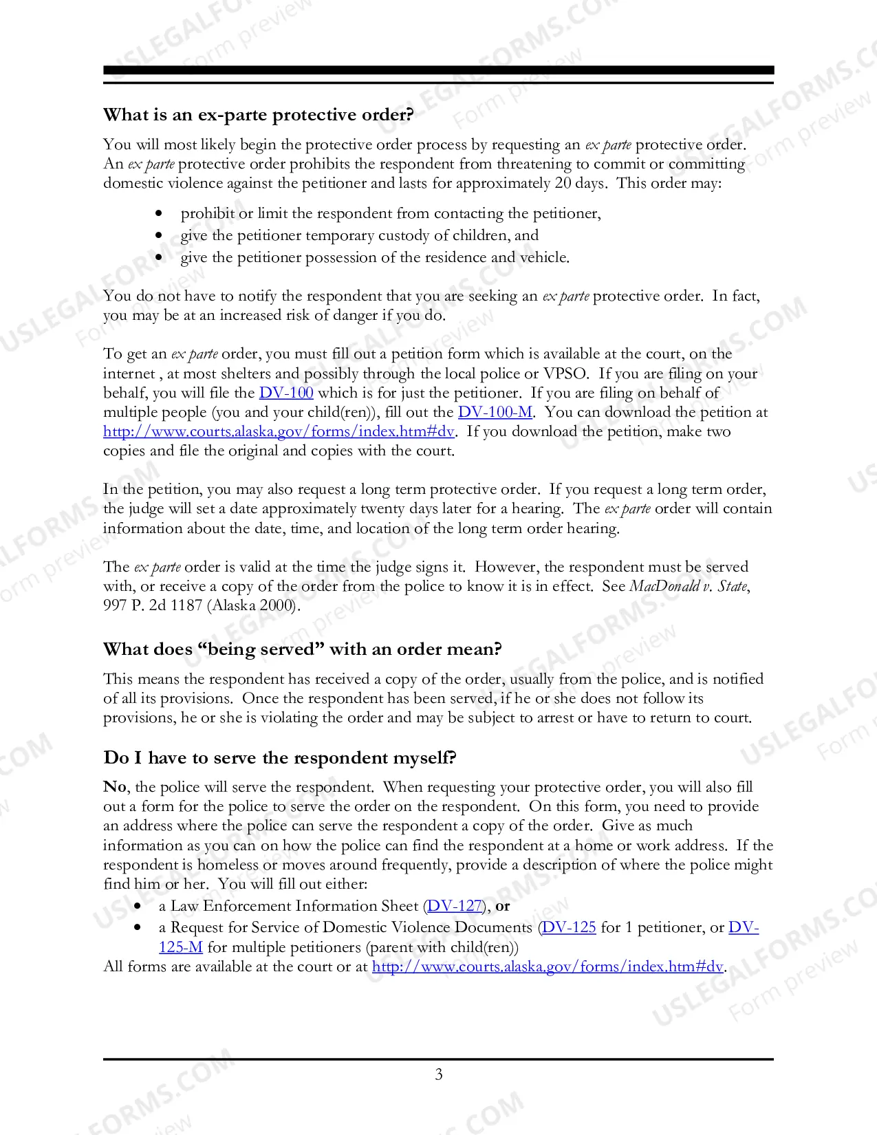 Preview How to Represent Yourself in Alaska's Domestic Violence Protective Order Process