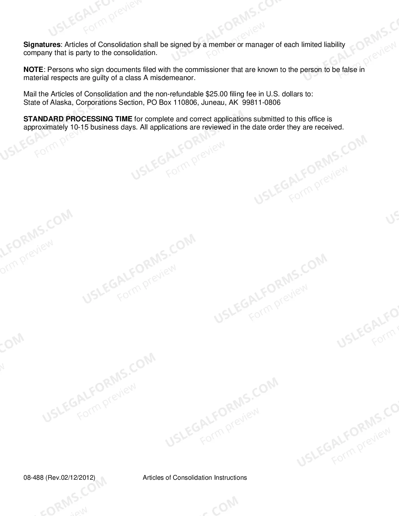 Preview Articles of Consolidation Limited Liability Company